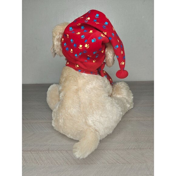 Gund Sleepy Time Puppy Plush 14" Red Paw Print Hat Scarf Cuddly Bedtime Buddy - Picture 7 of 10